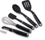 A complete 15-piece black kitchen tool and gadget set arranged neatly, showcasing all included utensils.