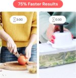 White and black fullstar Pro Core 6-in-1 Vegetable Chopper and Mandoline Slicer with various blades and container.