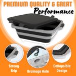 Black collapsible BBQ prep tub with an integrated cutting board, a locking lid, and two meat shredder claws.