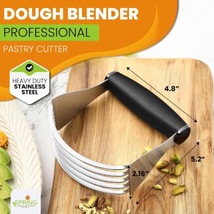 A black Spring Chef XL Pastry Blender with stainless steel blades, shown from a slight angle on a white background.