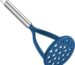 Blue TENTA KITCHEN nylon potato masher with a long, silver stainless steel handle on a white background.